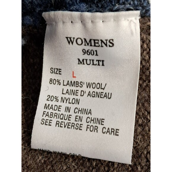 Woolrich Zip Up Sweater Womens Size Large Aztec Blue Brown Aztech Lambs Wool - Picture 11 of 11